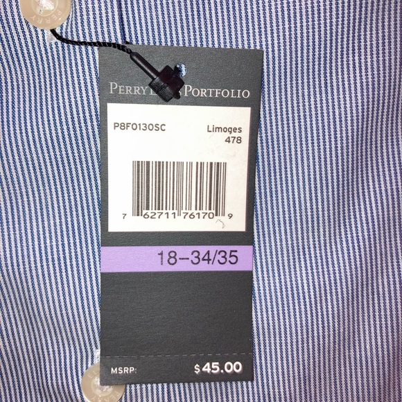 NWT Perry Ellis portfolio pinstripe button down shirt - Picture 5 of 6